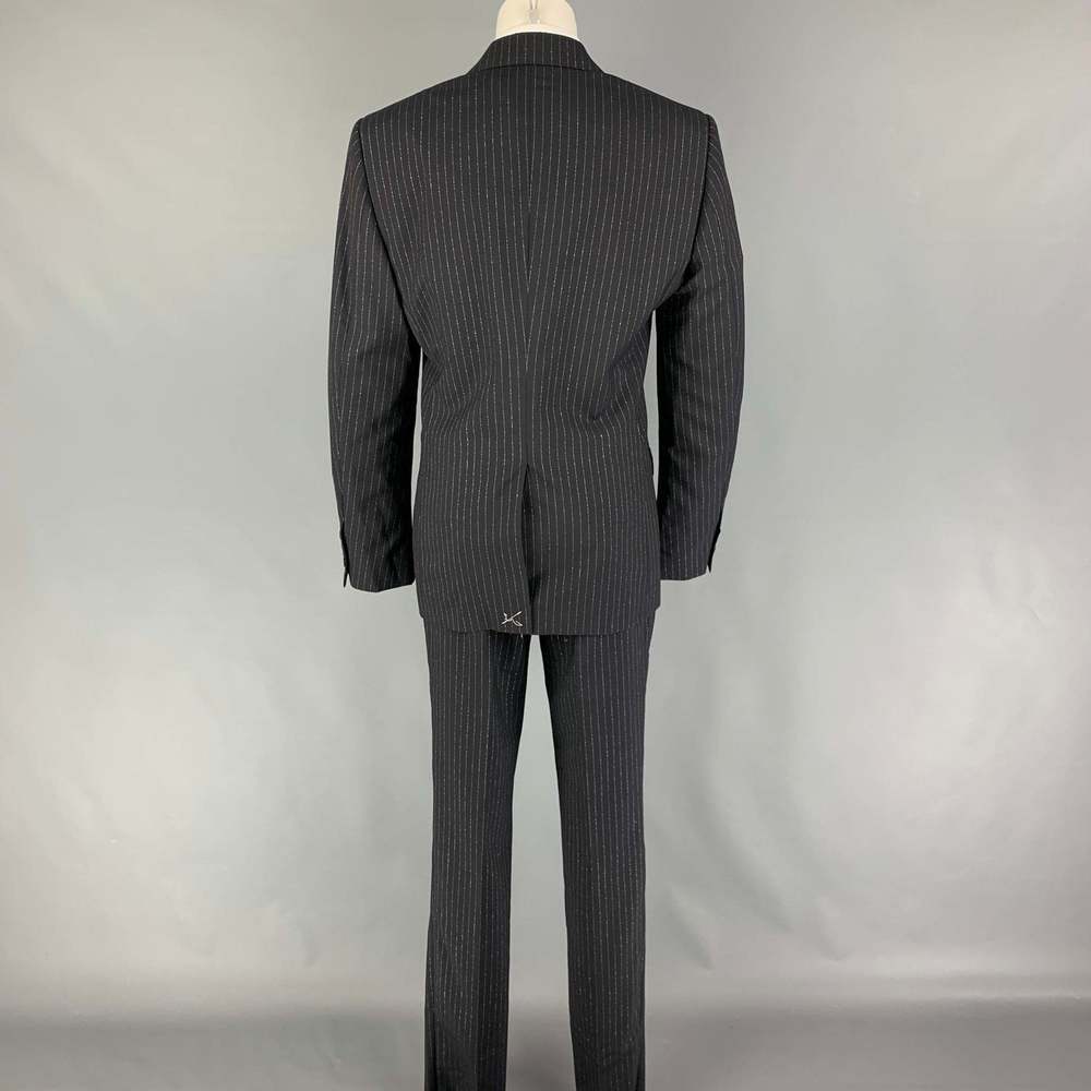 ALEXANDER MCQUEEN Black Silver Stripe Wool Blend Notch Lapel Suit - Picture 3 of 12
